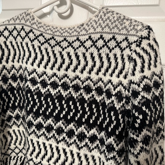 NYDJ L new Fairisle Cascade Cardigan Sweater  Black  cream  Acrylic/ Wool Blend - Picture 9 of 9